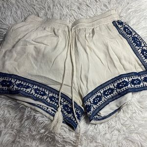 Blue and white drawstring shorts